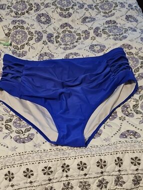 High-Waist Bikini Bottoms — Vibrant Blue with Side Lattice